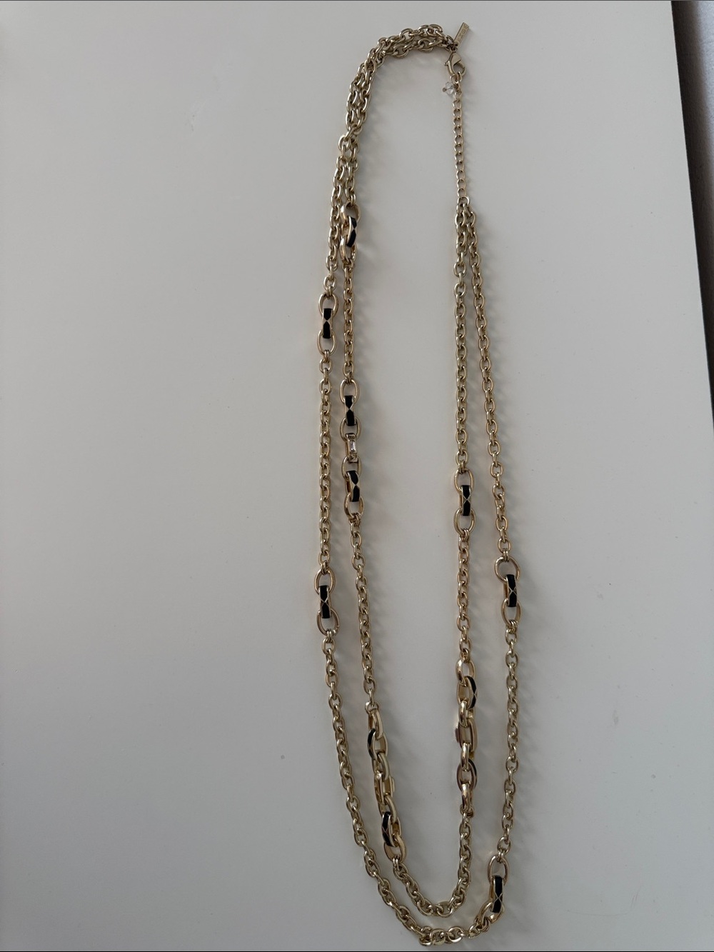 White House Black Market Gold and Black Layered Chain Necklace